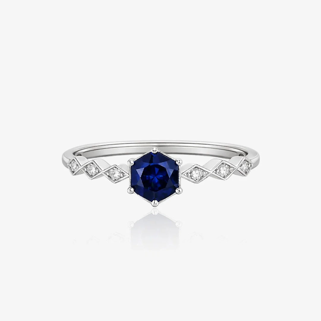Anillo Diamante y Zafiro