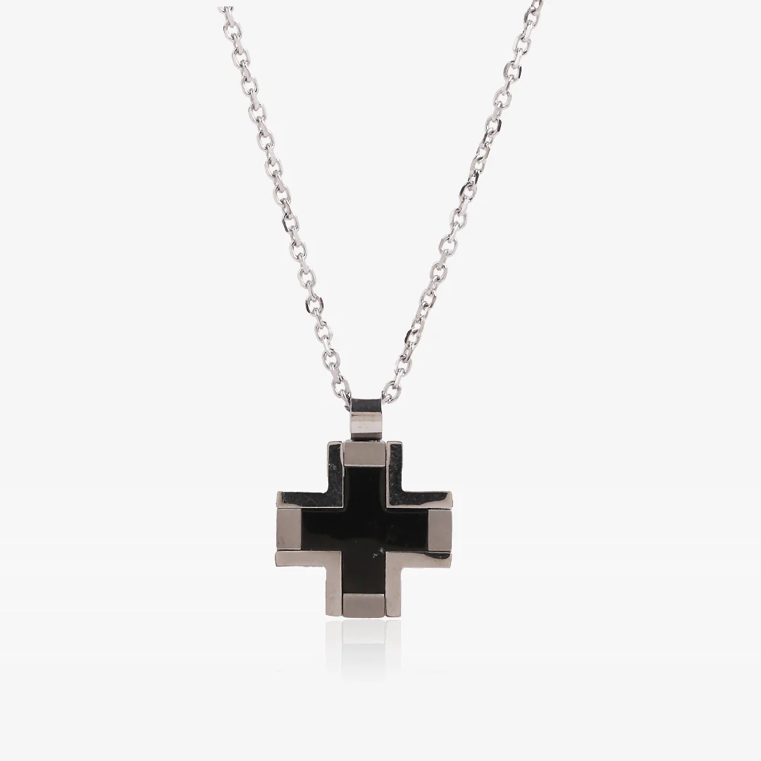Collar Cruz Cuadrada negra RS