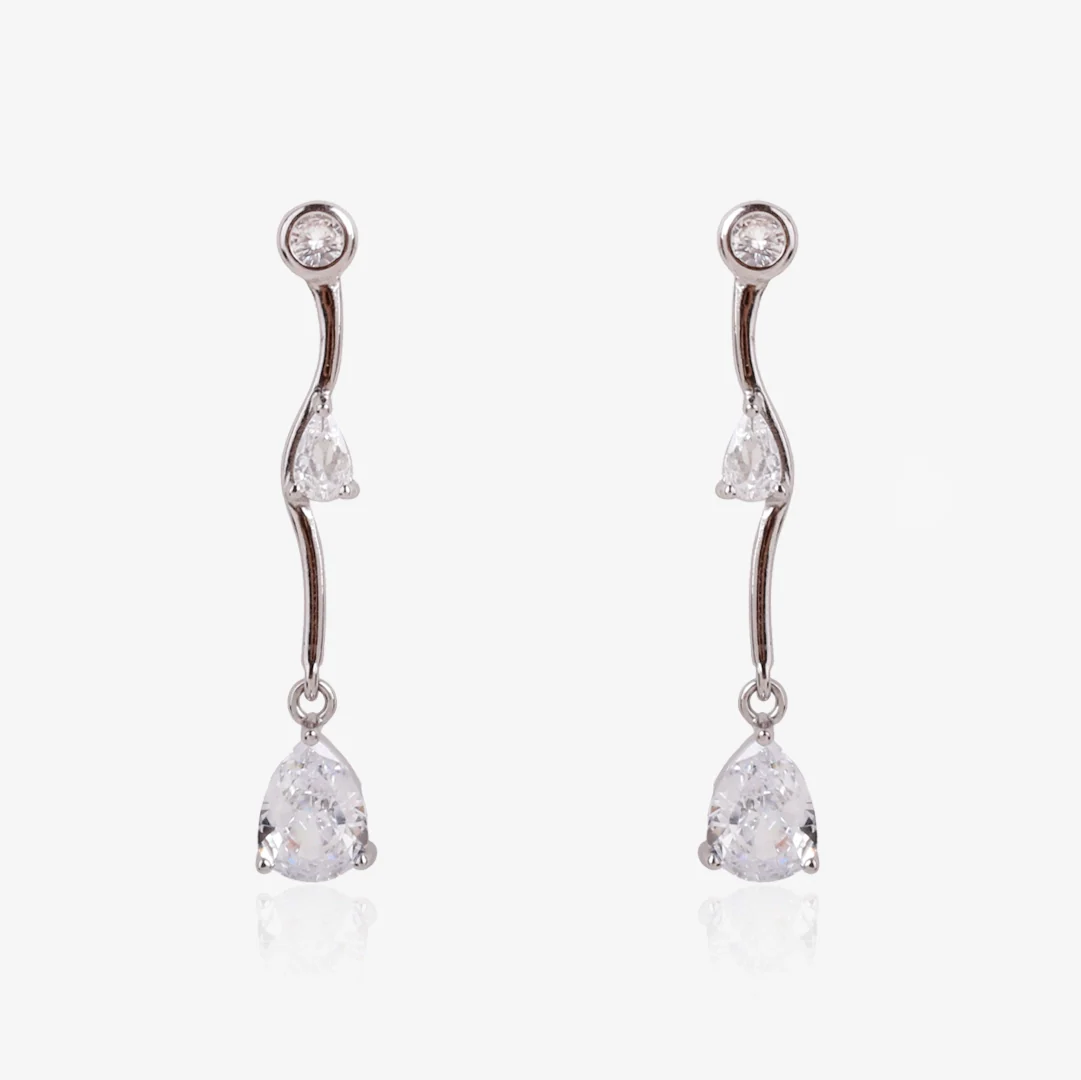Pendientes largos chatón y lágrima