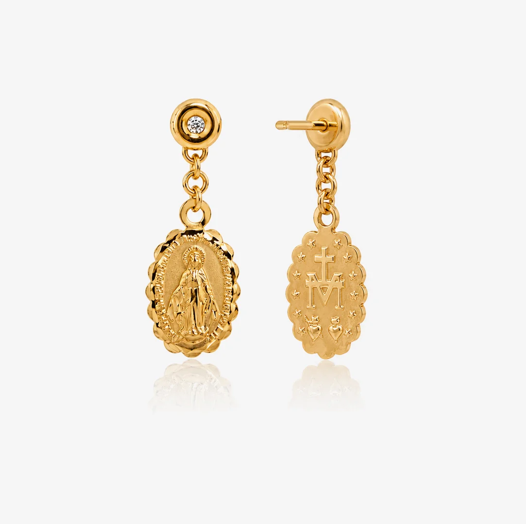 Pendientes V.Milagrosa con diamante - Image 3