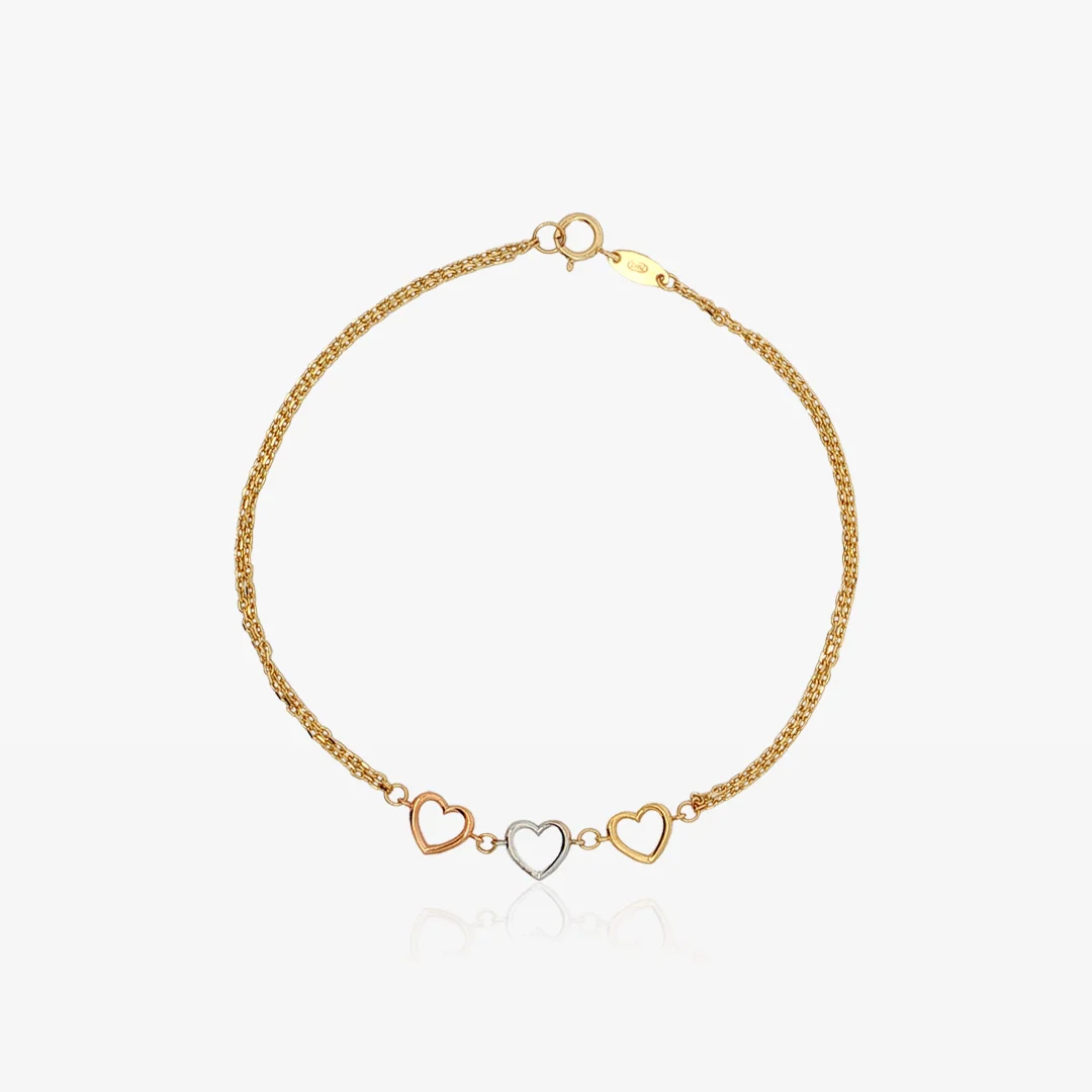 Pulsera corazones tricolor